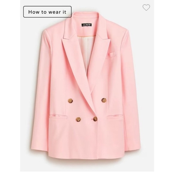 J.Crew $278 Relaxed Double Breasted Blazer in City Twill Pink Size 24 BX785 NEW - Picture 1 of 11